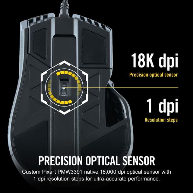 Corsair Ironclaw RGB gaming-mus (sort)