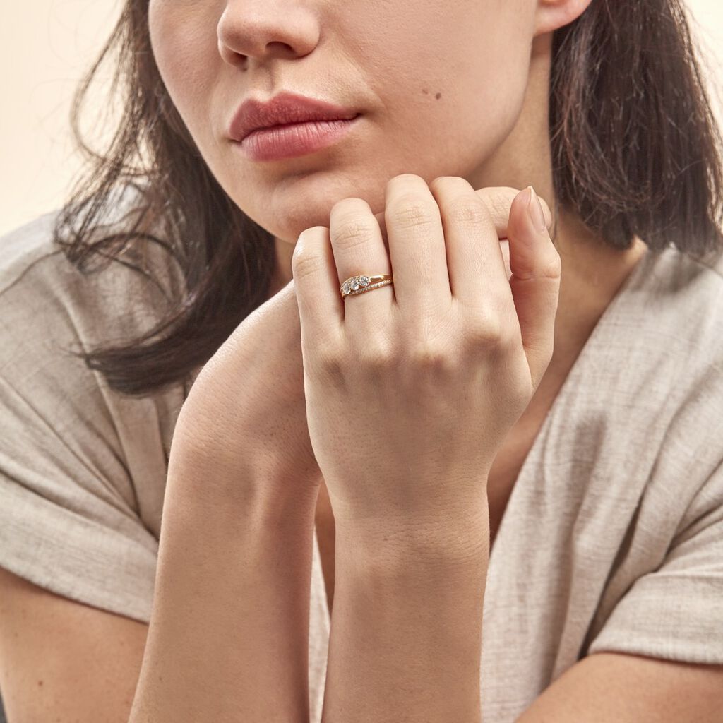 Bague Comete Or Jaune Oxyde De Zirconium