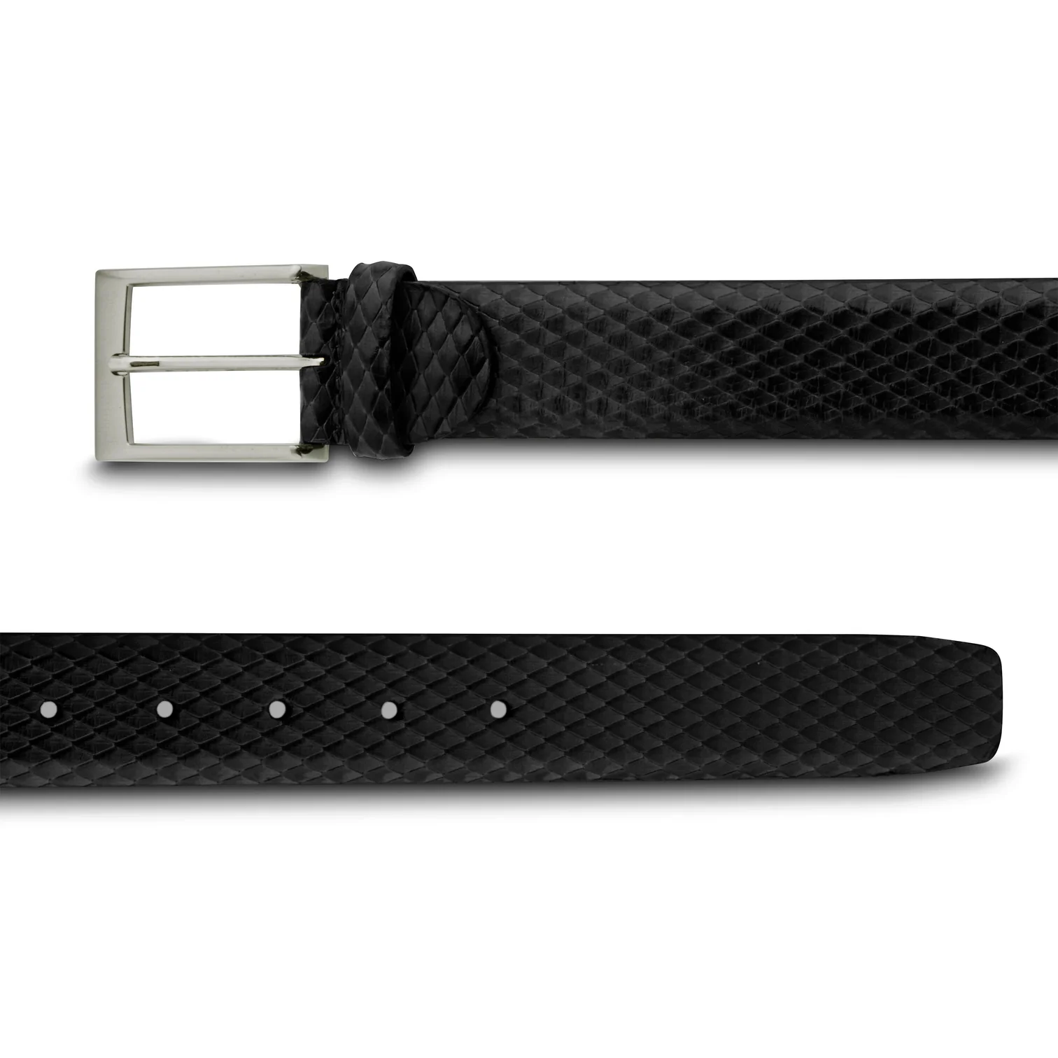 Ceinture cuir façon serpent noir