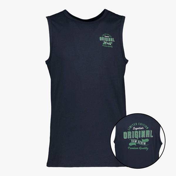 Unsigned heren singlet blauw met backprint