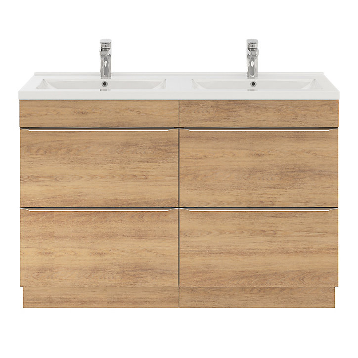 Meuble sous vasque à poser GoodHome Imandra décor chêne L. 120 x H. 82 x P. 45 cm