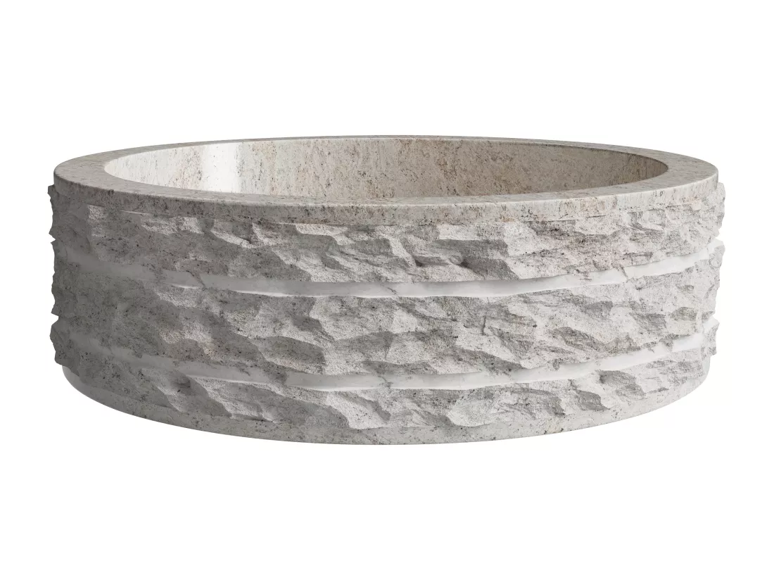 Vasque à poser en marbre - Coloris crème - D40 cm - CIRILA