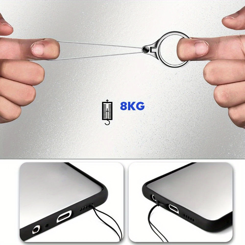 (13cm) Universal Handy Kette Phone Charms Schmuck Anhänger Handgelenkschlaufe mit Finger Griff Ring Halterung - Silber