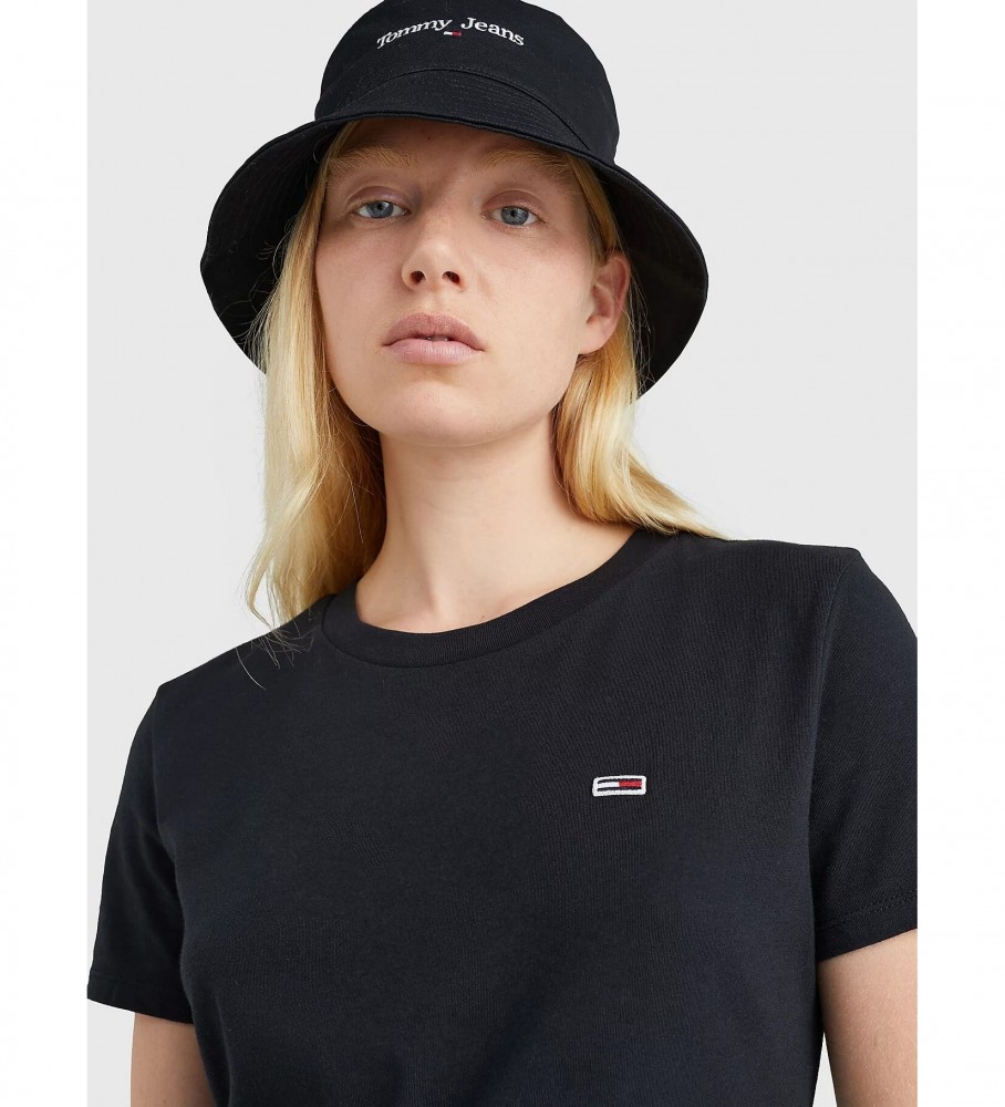Camiseta Tommy Jeans TJW Regular Jersey com gola C, preta