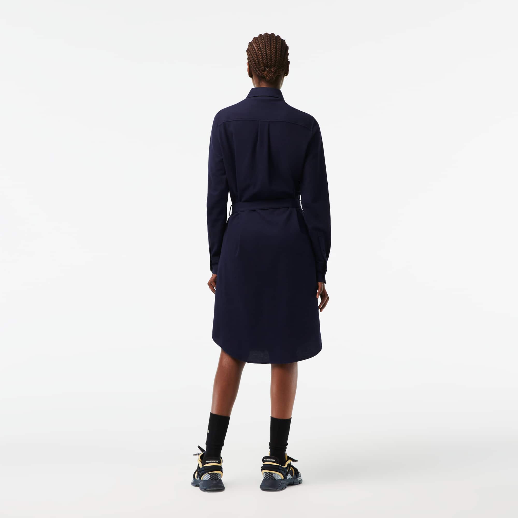 Robe polo femme Lacoste avec taille ajustable en piqué de coton Robes & Jupes - Bleu - Lacoste - Femme