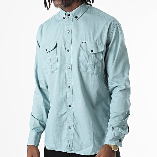 Chemise Manches Longues W-323 Bleu Vert Clair