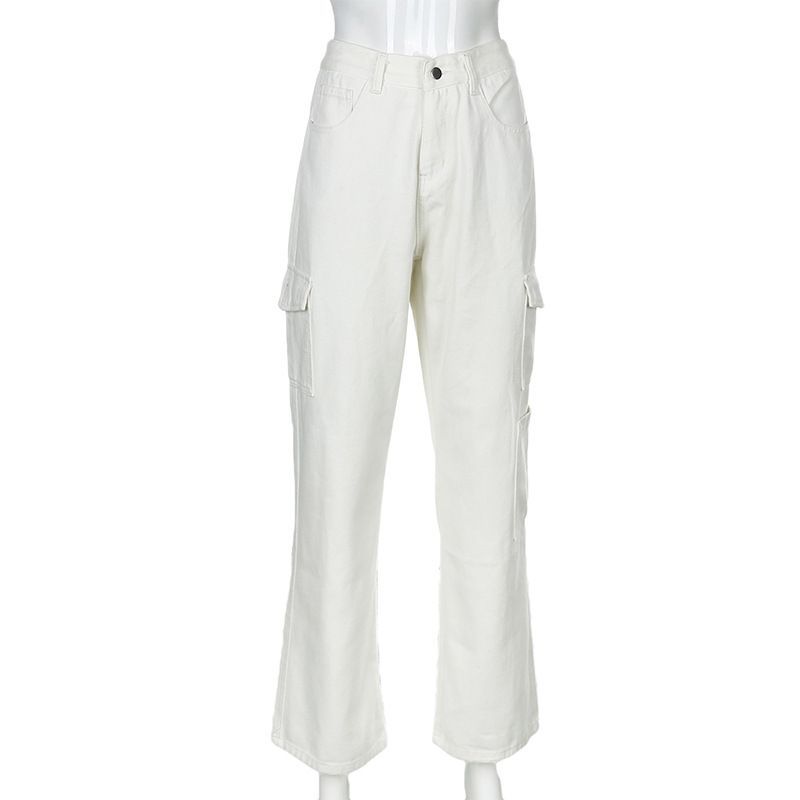 Honet - Losse Harem Cargo Jeans met Hoge Taille