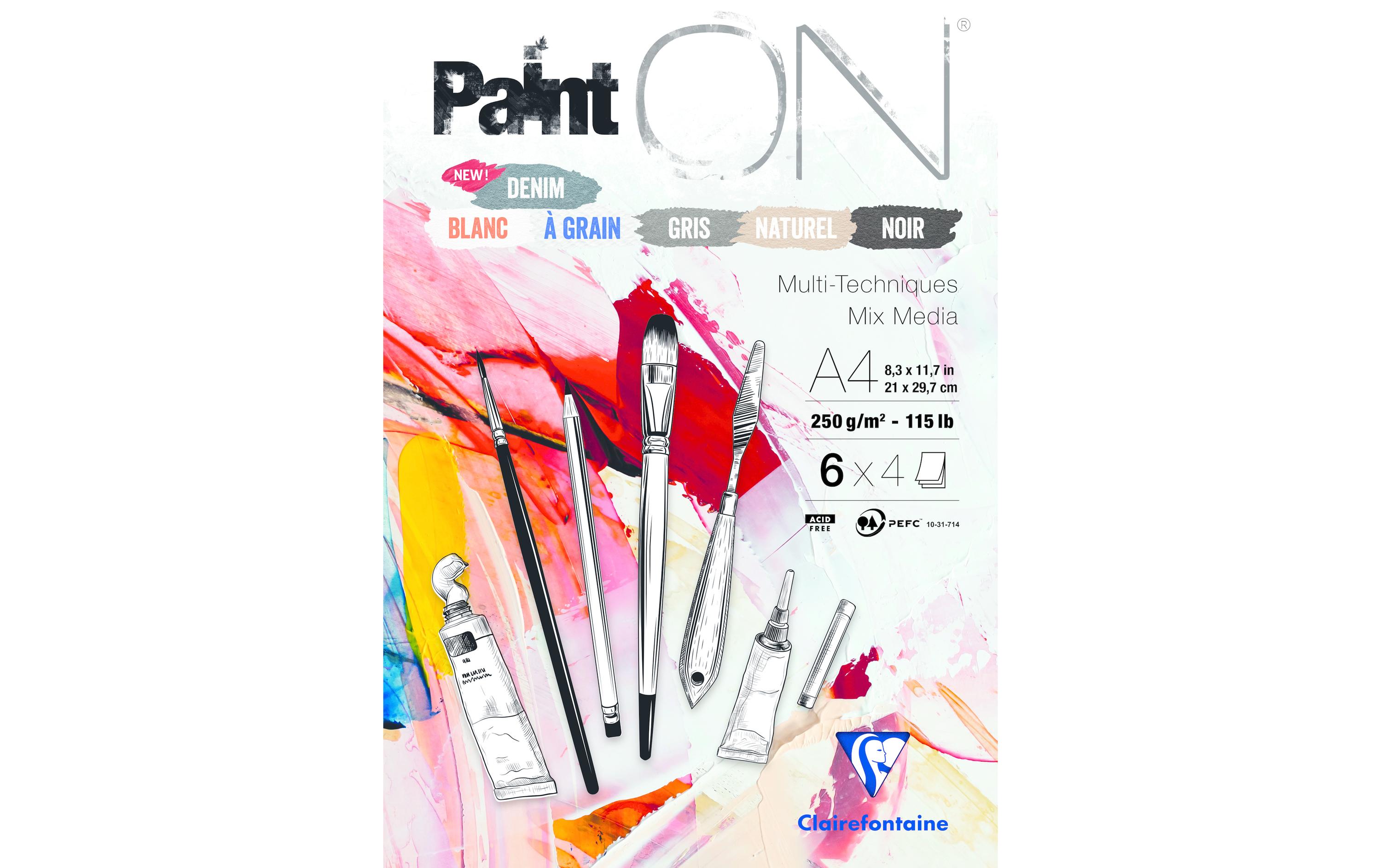 Zeichenblock Paint On 24 Blatt, A4, 250 g/m²Malblock für verschiedene Maltechniken