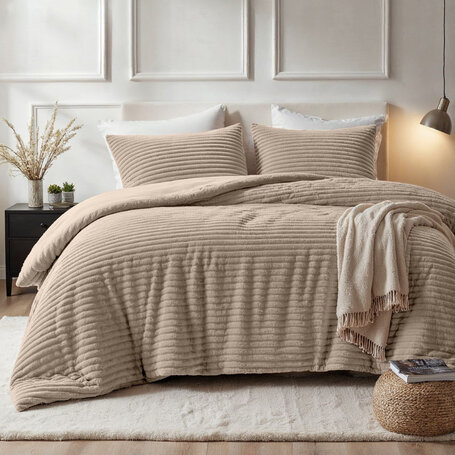 Dekbedovertrek Teddy Rib - Taupe