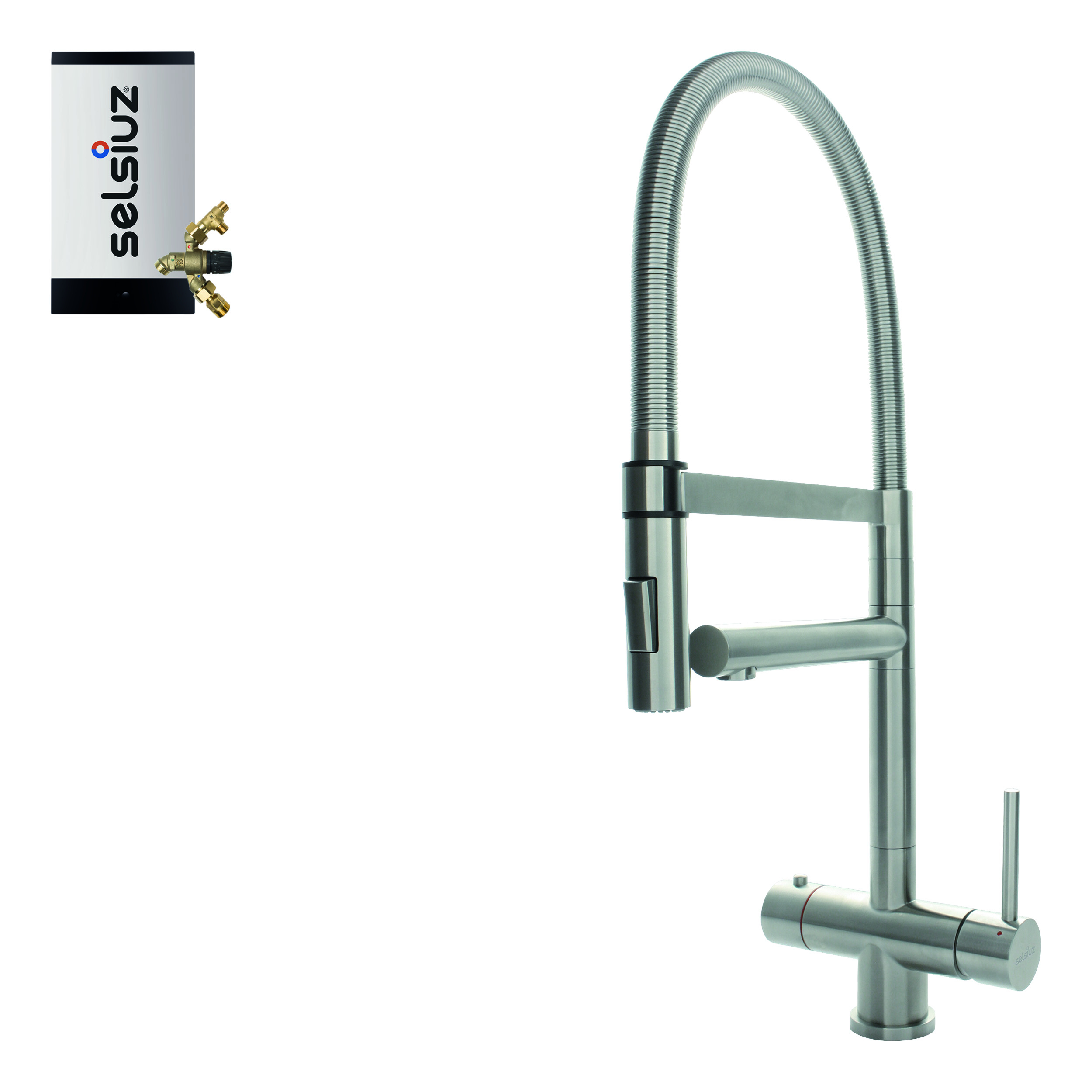 Selsiuz Inox XL kokend water kraan met combi extra boiler inox