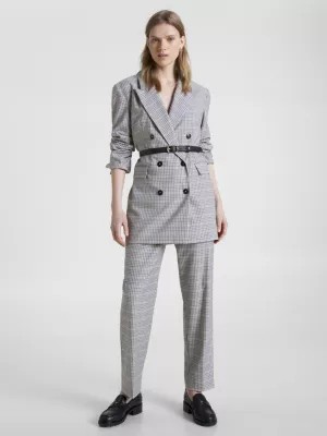Blazer xadrez de corte relaxado e abotoamento duplo