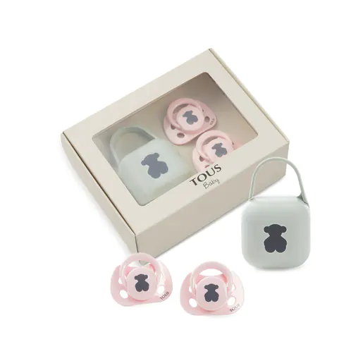 Pacote com 2 chupetas rosa em formato de urso