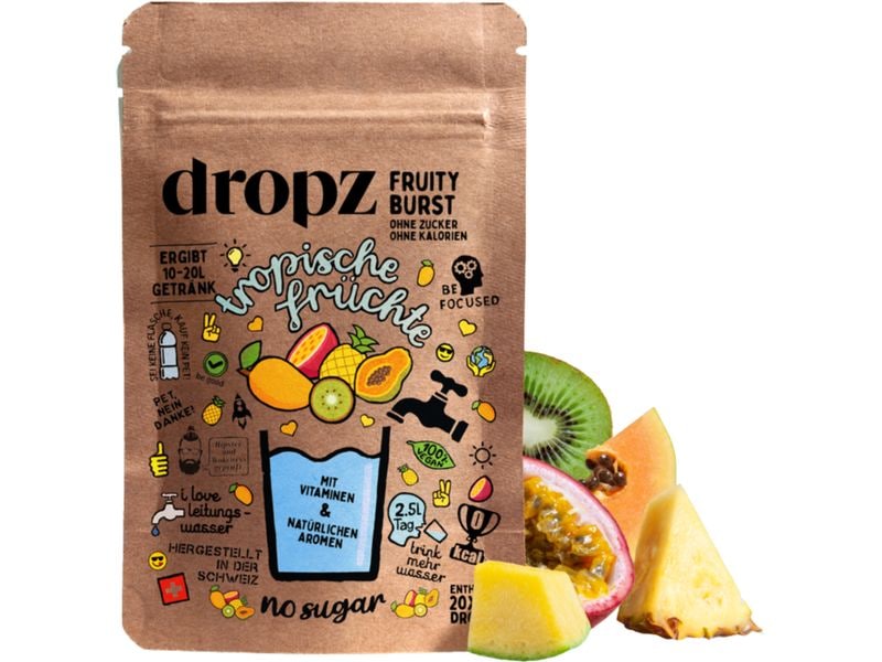 Dropz Fruity Burst – Tropische Früchte  1 Beutel à 20 Stück Mit Leichtigkeit mehr trinken
