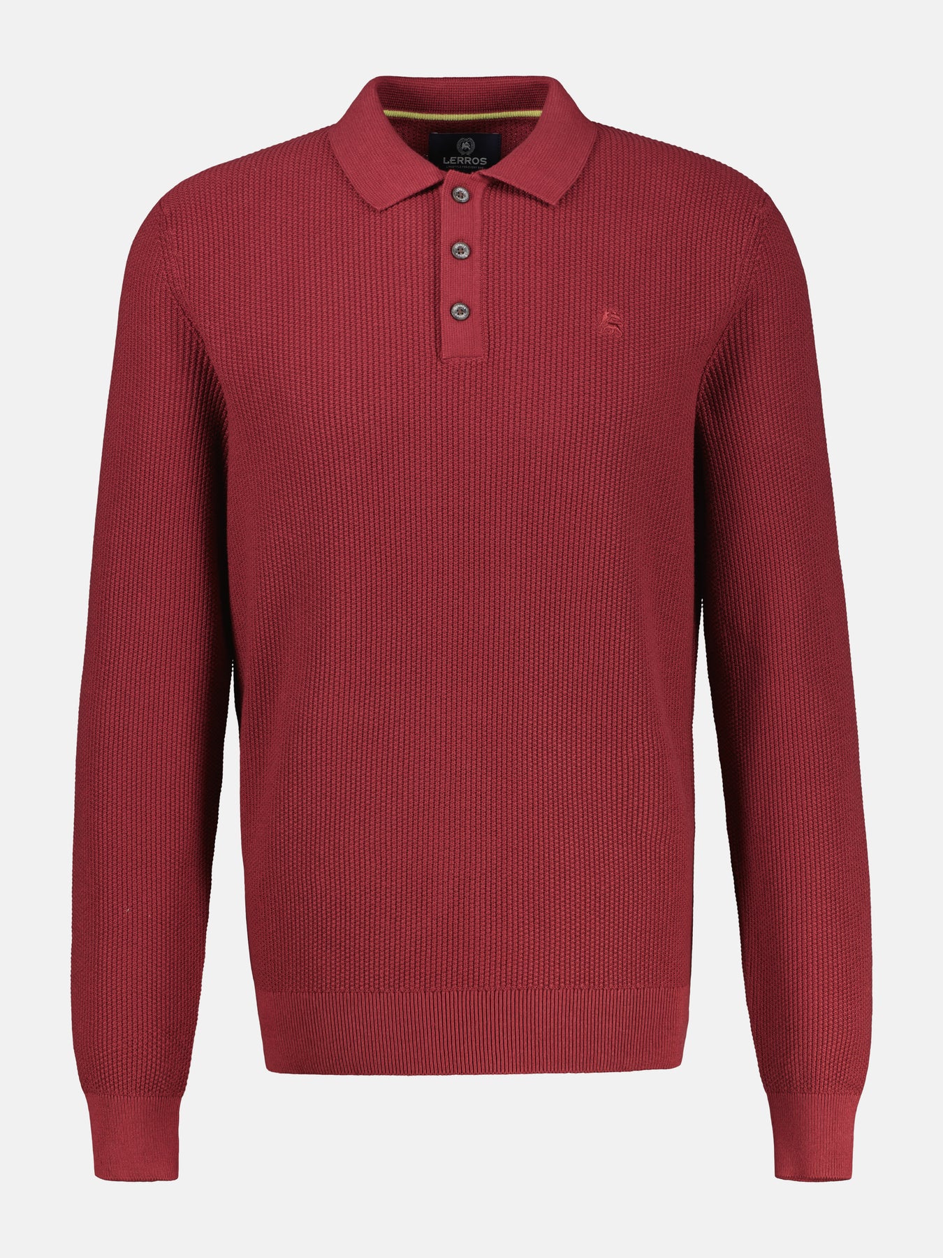 Langarmpoloshirt in Übergröße, gestrickt