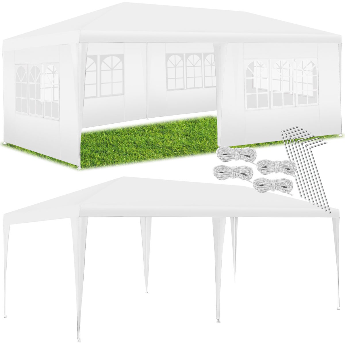tectake Vivara paviljoen 6 x 3 m inclusief scheerlijnen en haringen