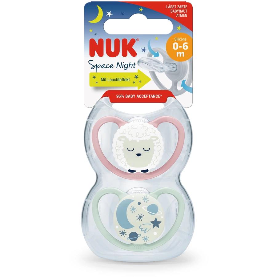 NUK Nachtschnuller Space Night Silikon Gr. 1, SchafNachthimmel 4 Stück