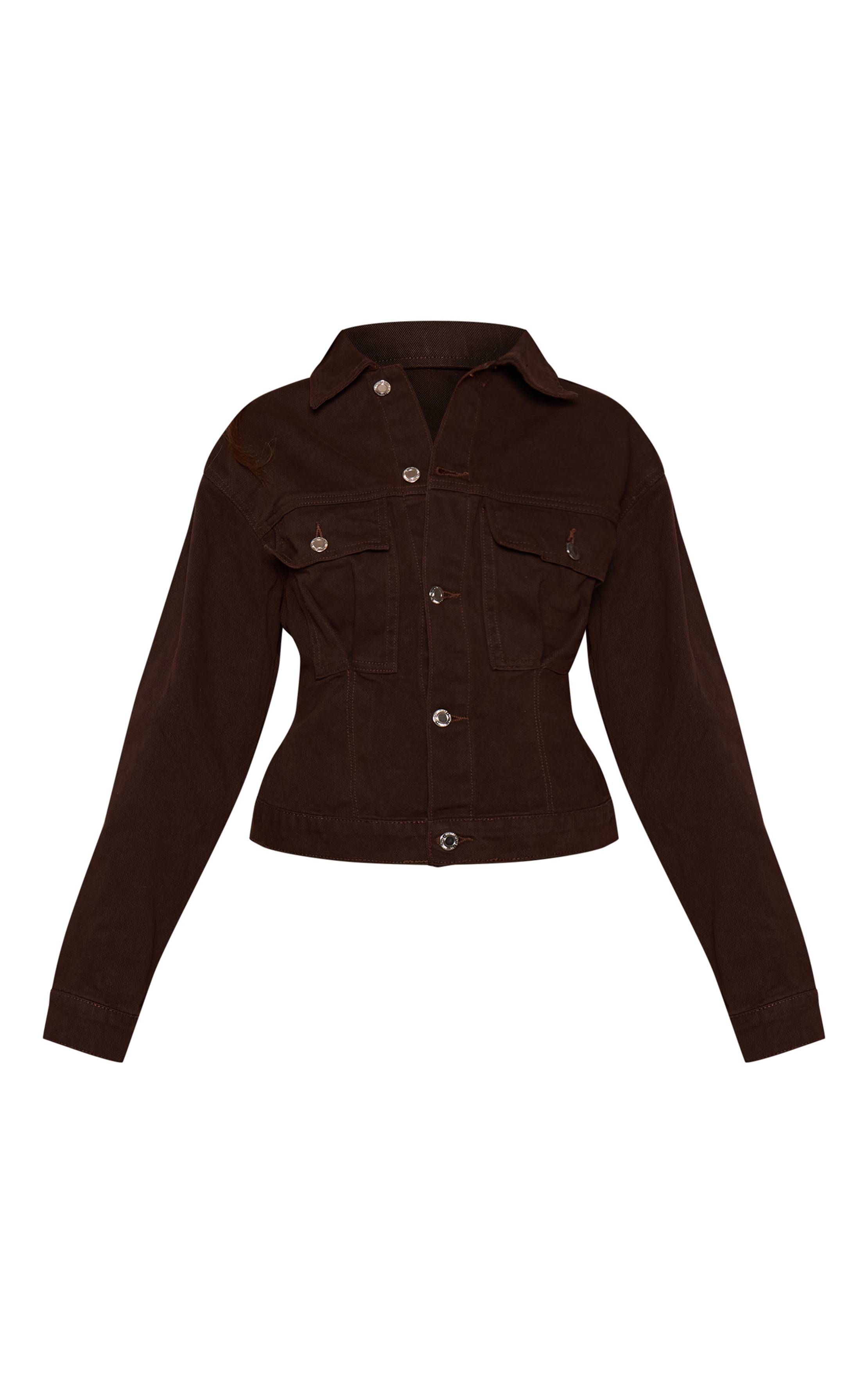 Dark Chocolate Veste En Jean Plissée Avec Dos Cintré