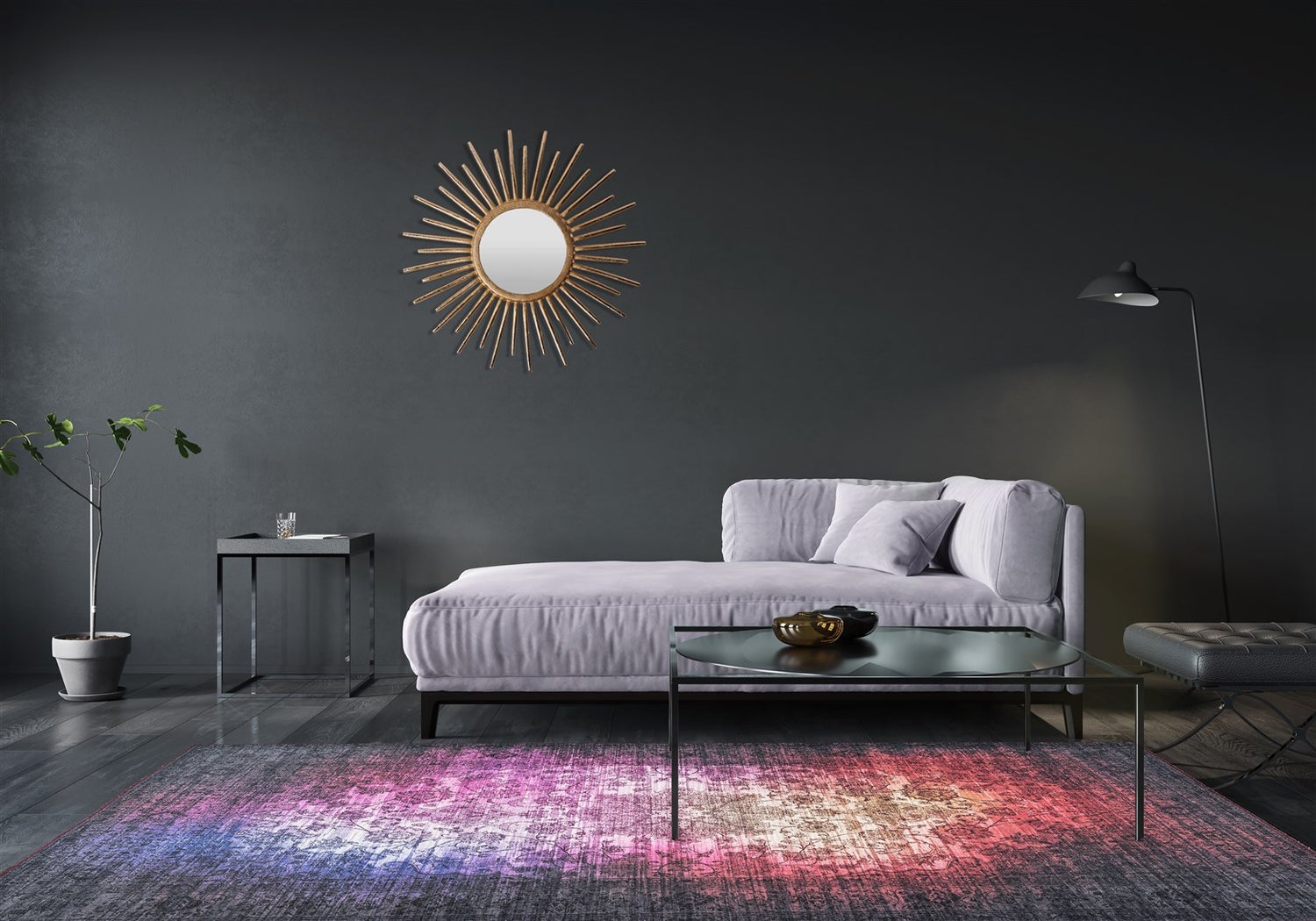 Stellara Multi platgeweven vloerkleed, vintage design, used look, oosterse stijl, 80 x 150 cm