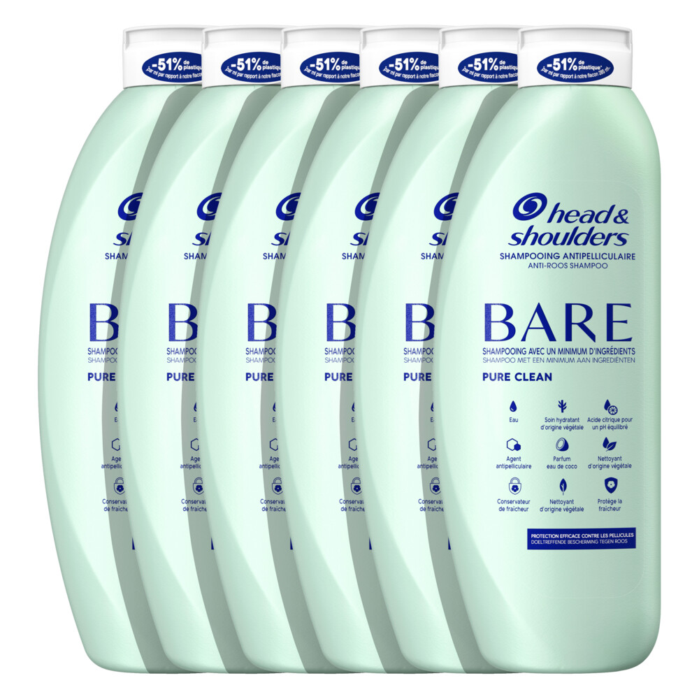 6x Head & Shoulders Shampoo Bare Pure Clean400 ml