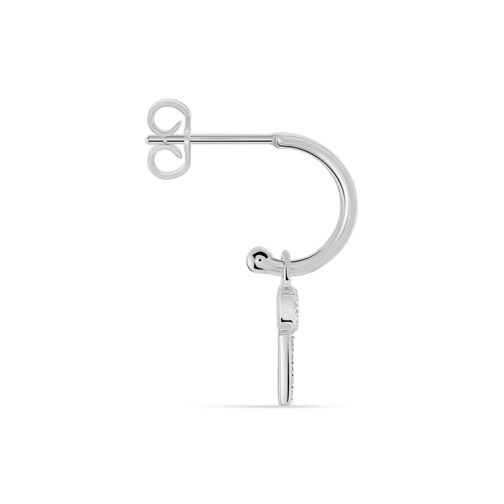 Créole Unitaire Ancelin Rondes Argent Blanc Oxyde De Zirconium