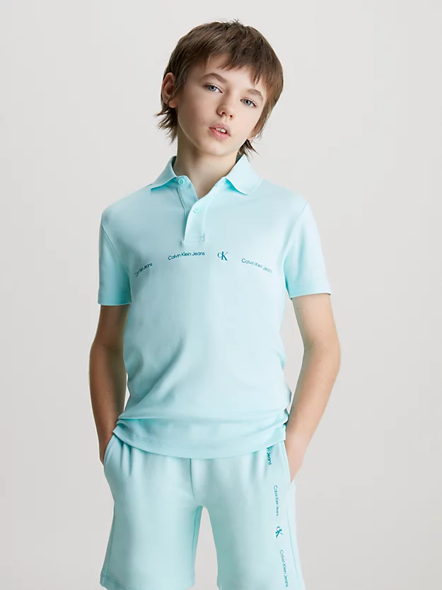 Camisa polo com logotipo repetido