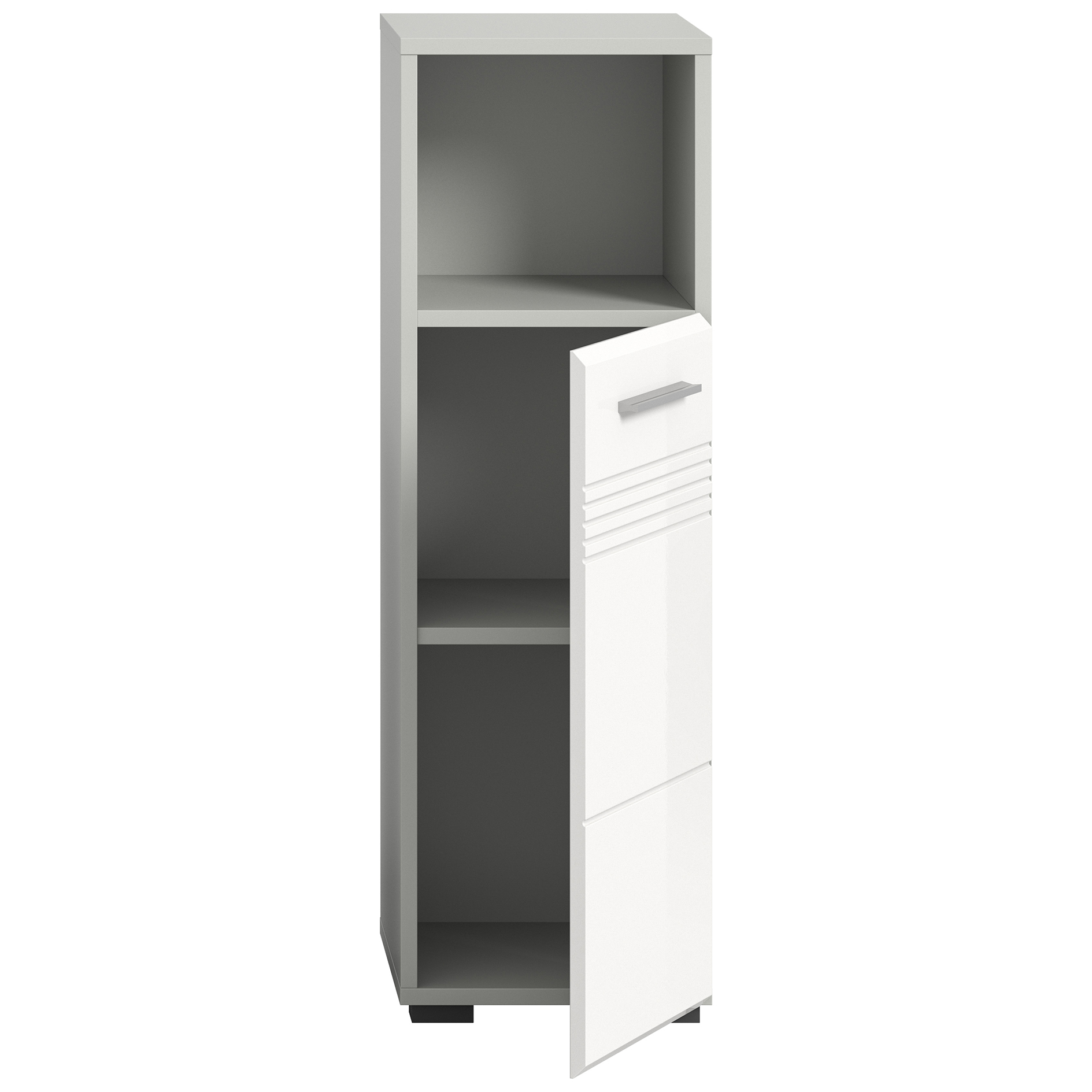 Standschrank COPA - weiß Hochglanz - hellgrau - 95 cm