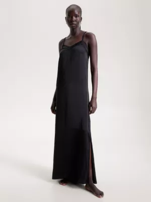 Camisola maxi com detalhes em renda sofisticada