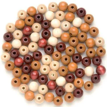 Glorex Holzperlen braun mix, 12 mm, 28 Stück
