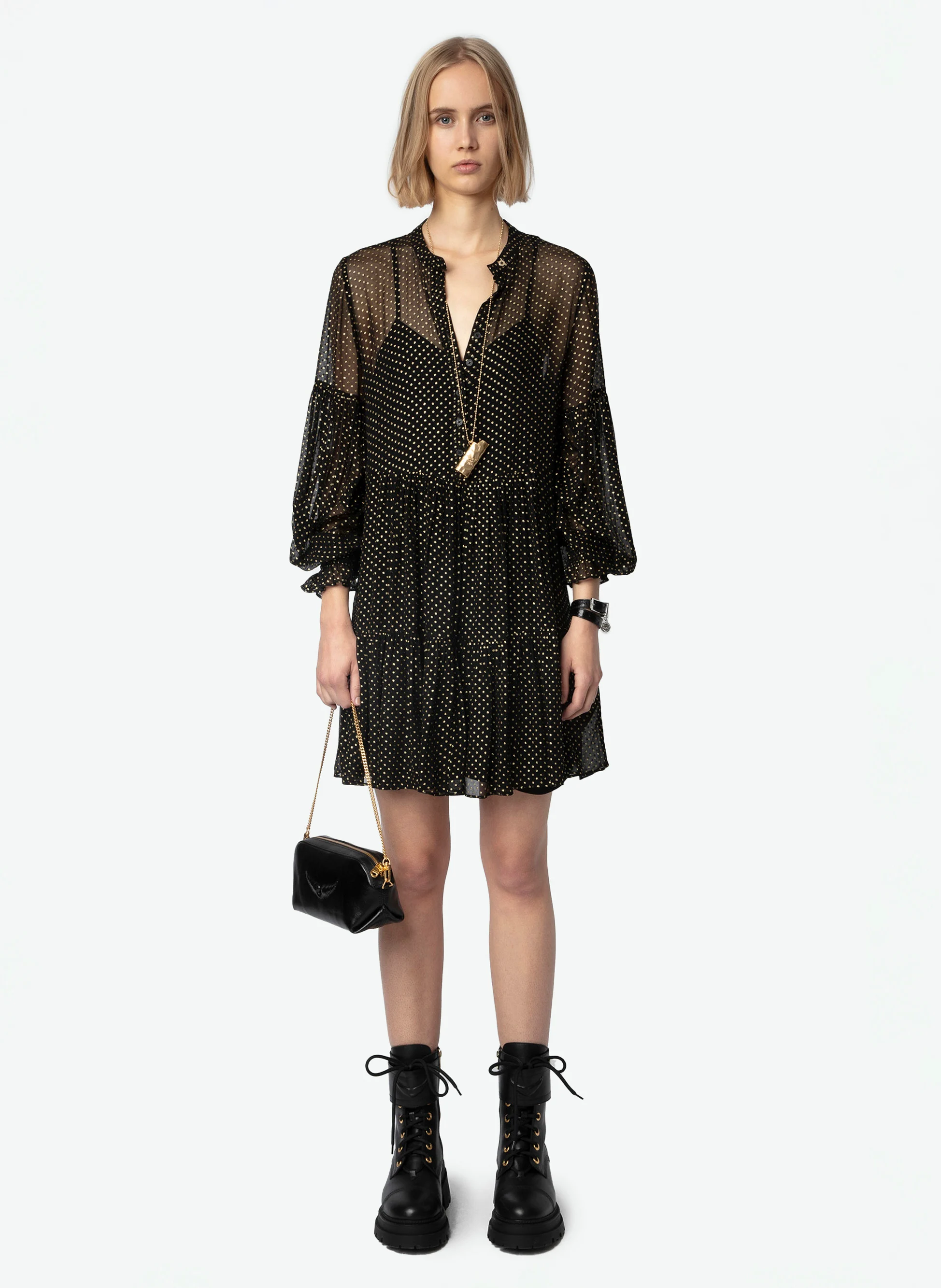 RANDY - Robe courte transparente| Noir