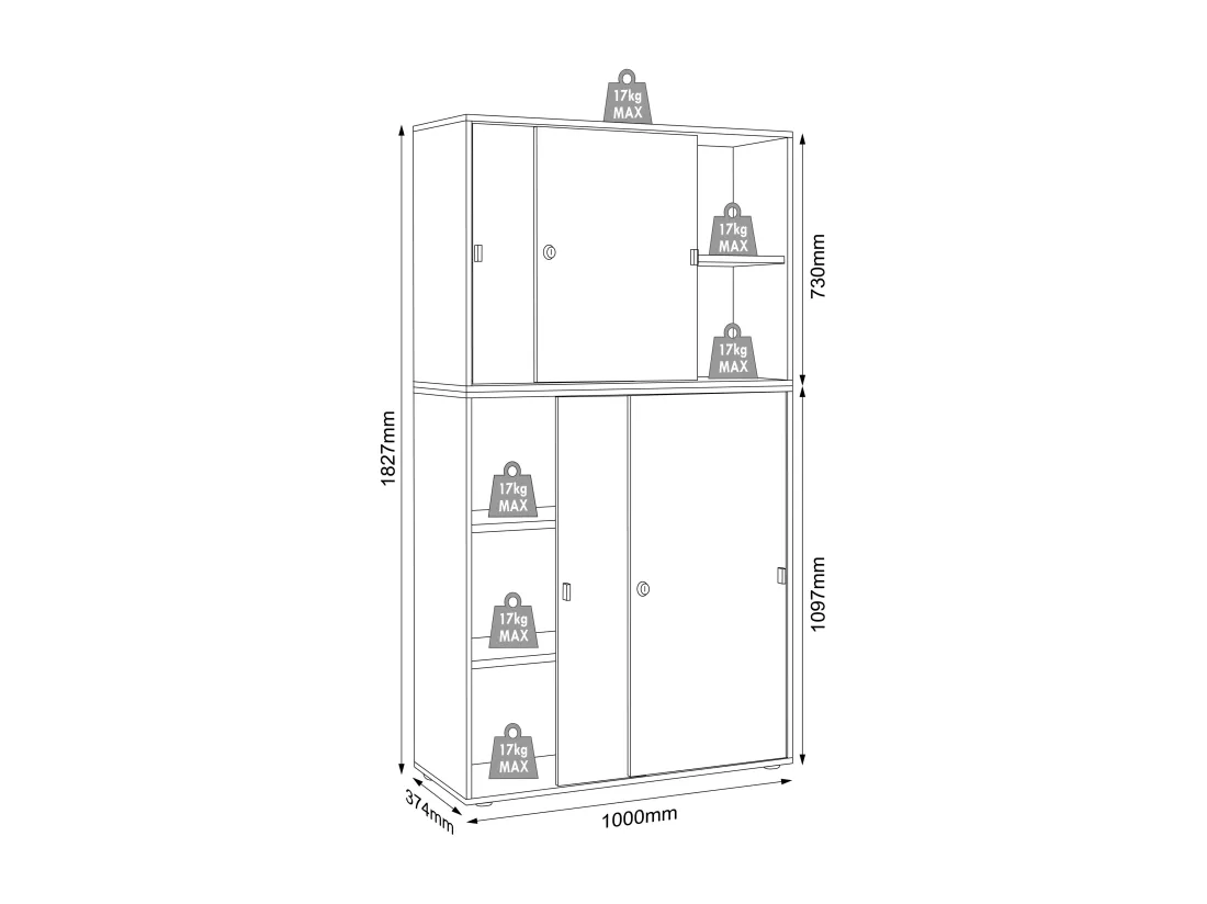 Armoire de bureau Salia 5f L100