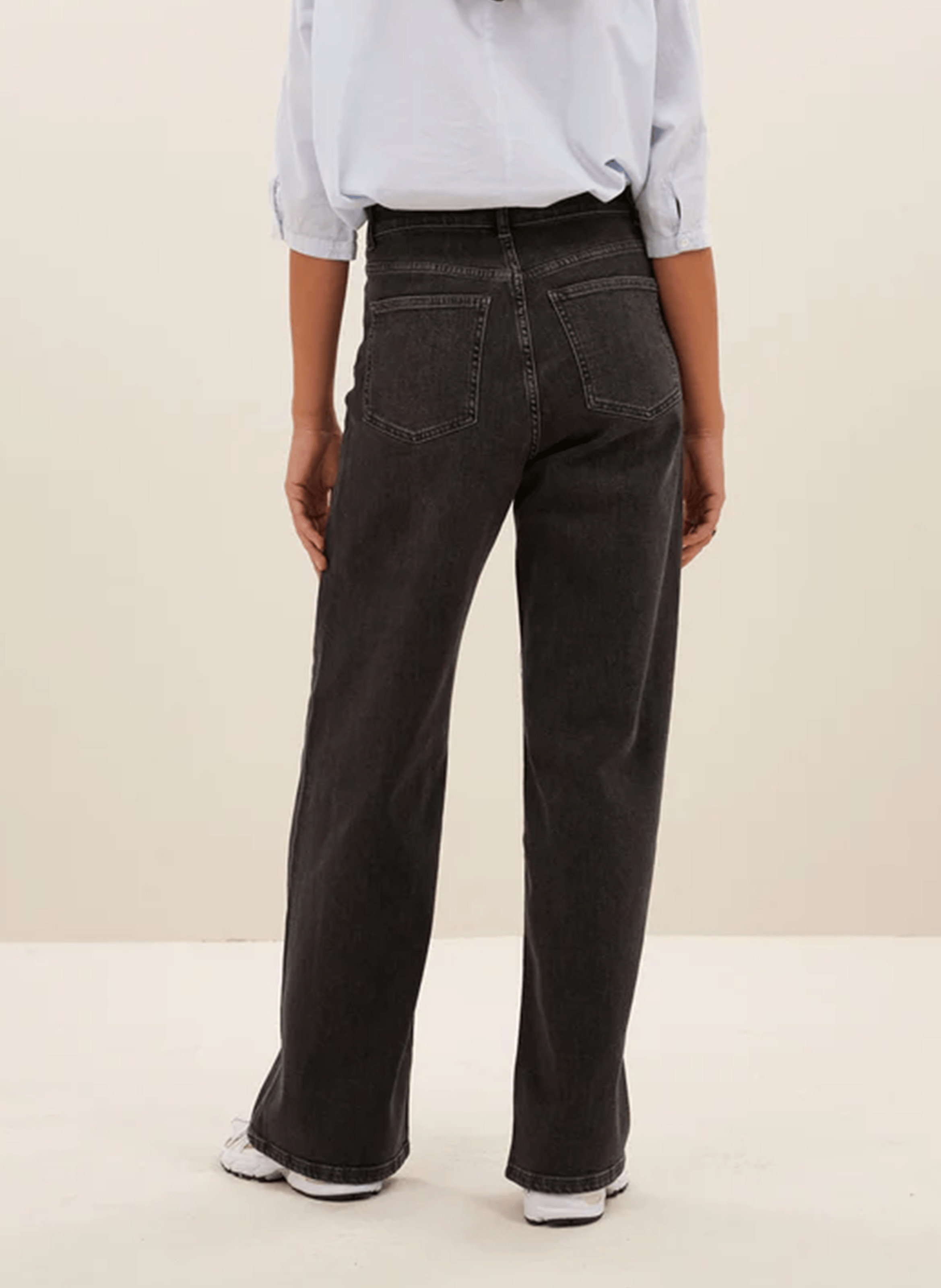 LINA - Jean large taille haute en coton bio | Gris