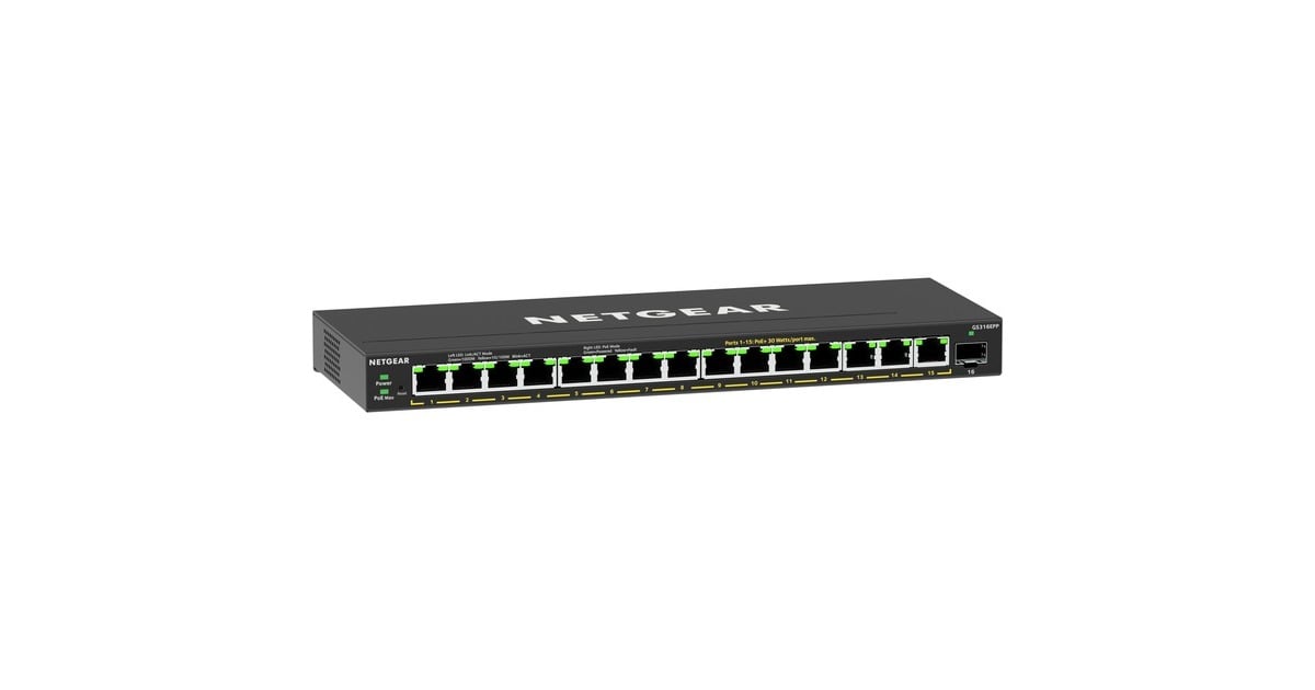 NetgearGS316EPP switch  (Zwart)