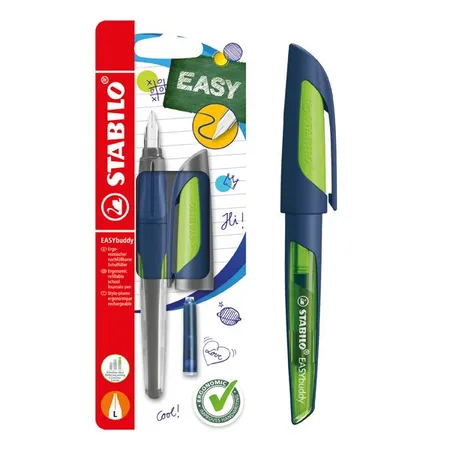 STABILO® Schulfüller EASYbuddy L stahlblau/limette