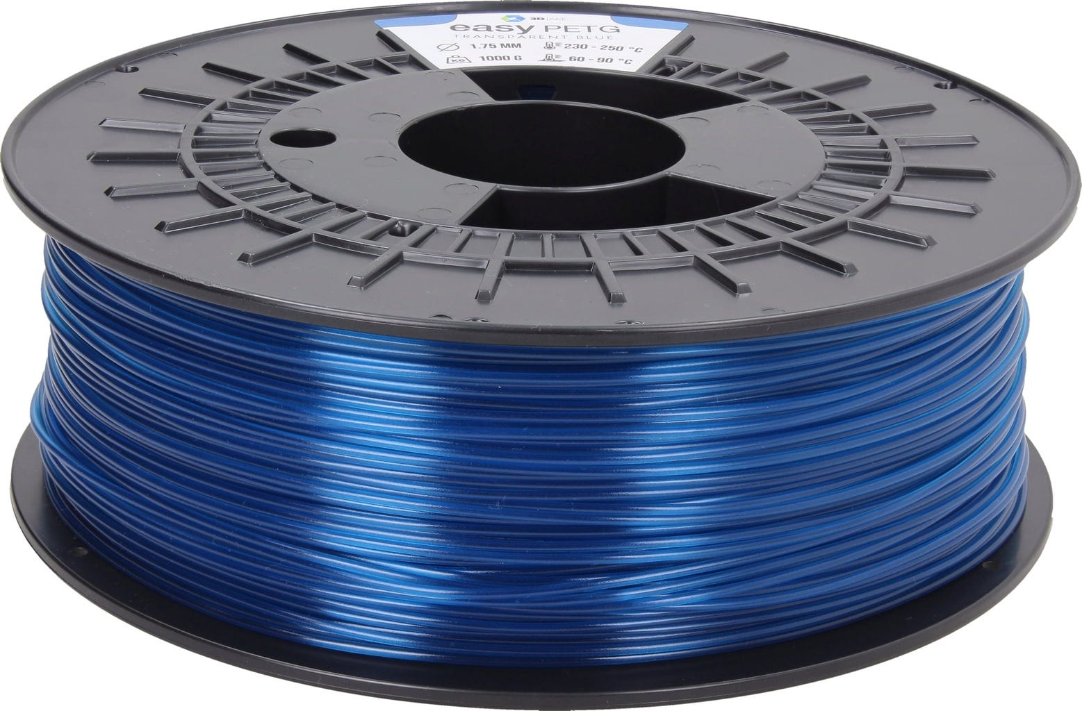 3DJAKE  easyPETG Transparent Blau, 1,75 mm / 1000 g    PETG Filament für robuste & präzise Drucke in Transparent Blau