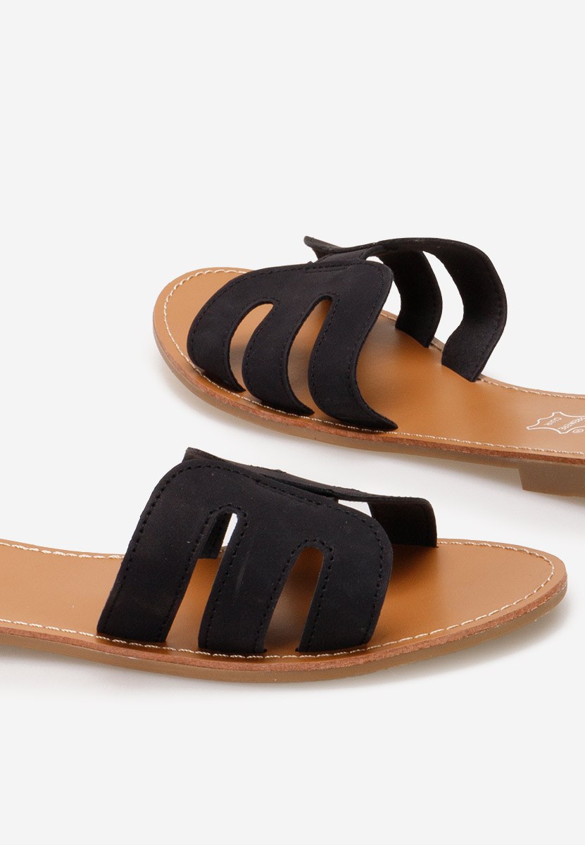 Mules plates femme noirs Strina