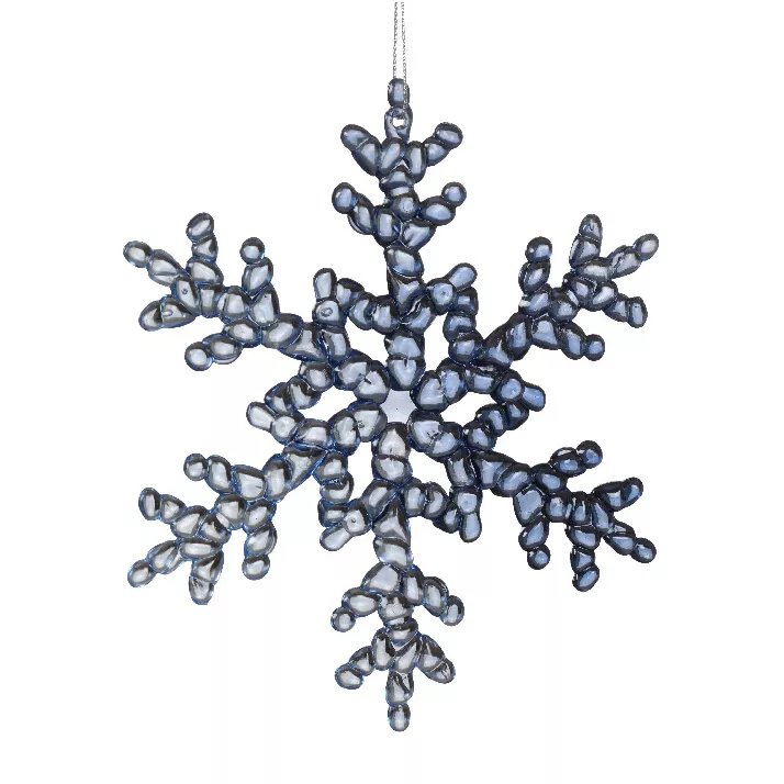 Flocon de Noël à suspendre (H15 cm) Givré Transparent bleuté