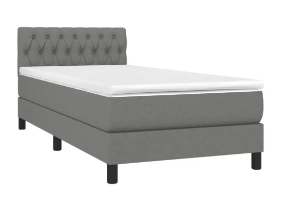 Sommier tapissier avec matelas et LED Gris foncé 90x190cm Tissu