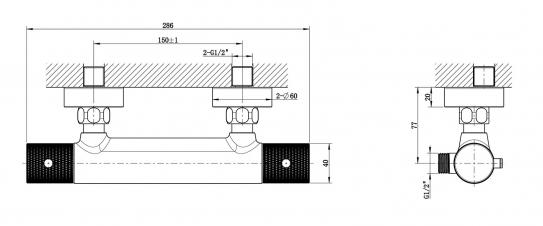 Mueller Clyde thermostatische douchemengkraan chroom