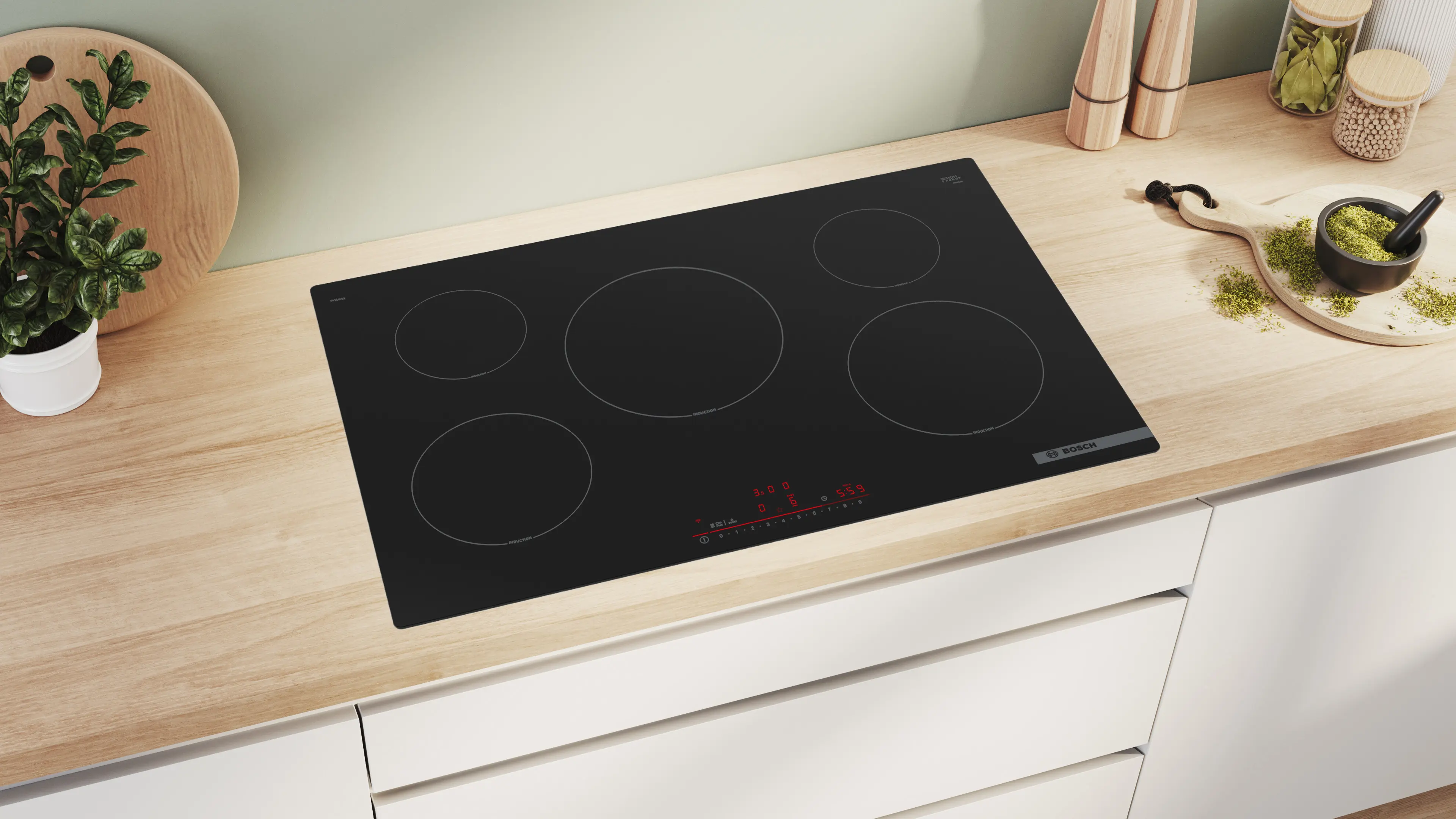 Serie 6 Inductiekookplaat 80 cm opbouwmontage zonder rand