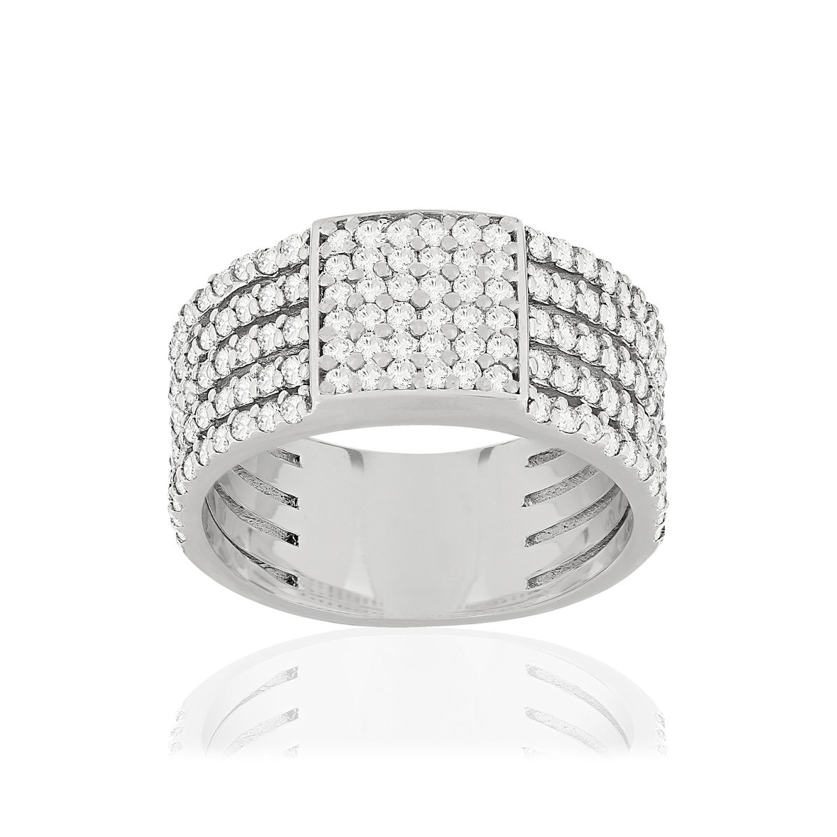 Bague argent 925 carré zirconias