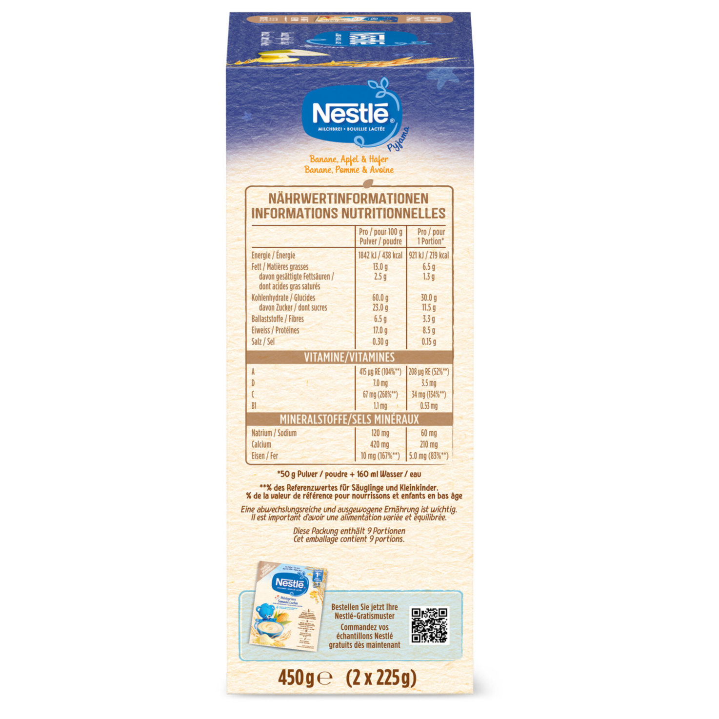 Nestlé Milchbrei Pyjama Banane, Apfel und Hafer, nach 6 Monaten