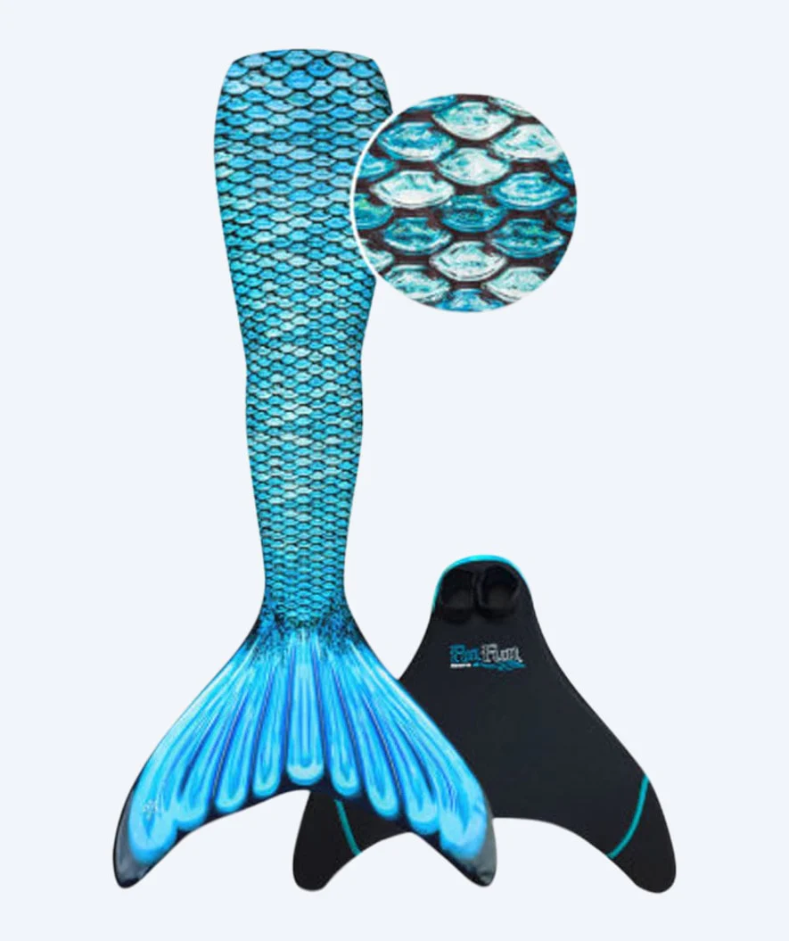Fin Fun havfruehale til børn - Sæt - Tidal Teal (Lyseblå)