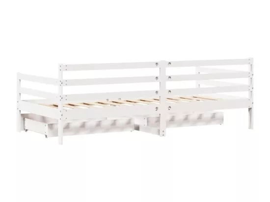 Lit de jour et tiroirs sans matelas blanc 90x200 cm bois massif