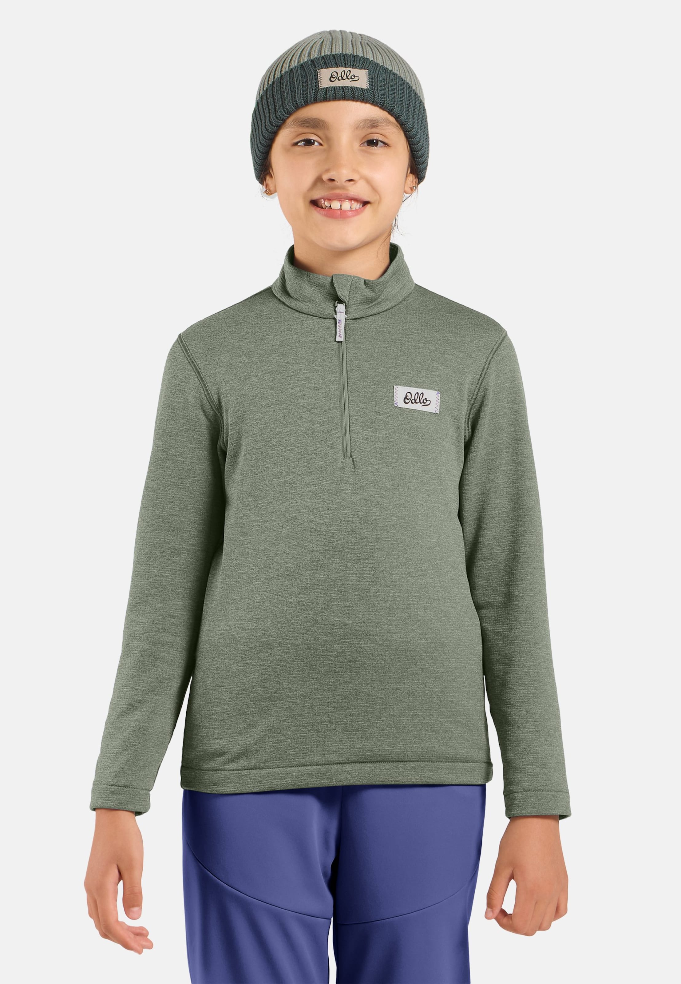 Essentials Multisport Mid Layer für Kinder aus Grid-Fleece mit Halbreissverschluss in shadow melange