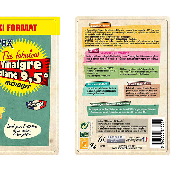The fabulous Vinaigre 9,5° blanc Starwax 6L