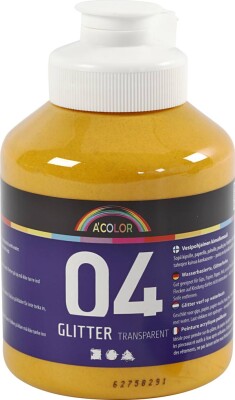 A-Color - Skole Akrylmaling - Glitter - Varm Gul - 500 ML