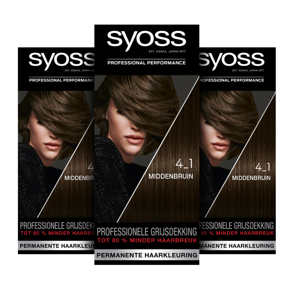 3x Syoss Baseline Haarverf 4-1 Middenbruin