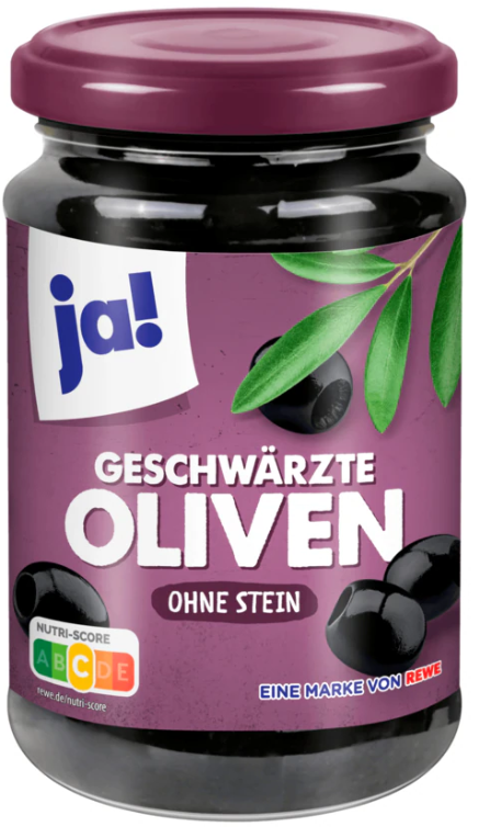 ja! Oliven geschwärzt ohne Stein 160g MHD:4.7.27