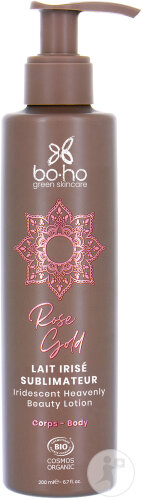 Boho Green Rose Gold Lait Irisé Sublimateur Corps Bio Flacon Pompe 200ml