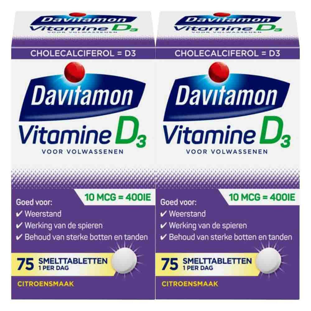 2x Davitamon Vitamine D Volwassenen75 smelttabletten